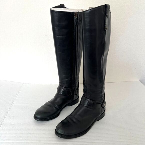 TORY BURCH Black Derby Tall Leather Riding Boots Womens 6 US - Picture 2 of 13